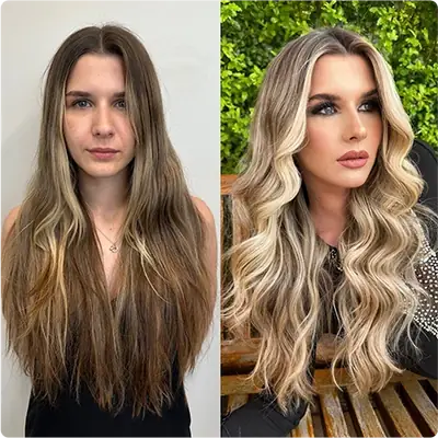 Antes y después: balayage rubio dimensional